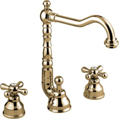 Emmevi Deco Old, смеситель с донным клапаном для раковины на 3 отверстия, цвет бронза