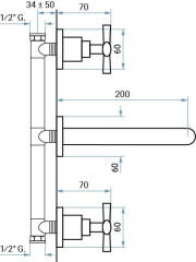 Emmevi Spirit New, встраиваемый в стену смеситель на 3 отверстия для раковины, цвет бронза