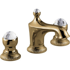 Emmevi The One Leda, смеситель для раковины на 3 отверстия. Металлические ручки + прозрачные кристаллы, цвет бронза