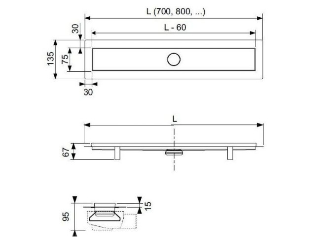 Душевой лоток 80 см TECE Tecedrainline 15100089