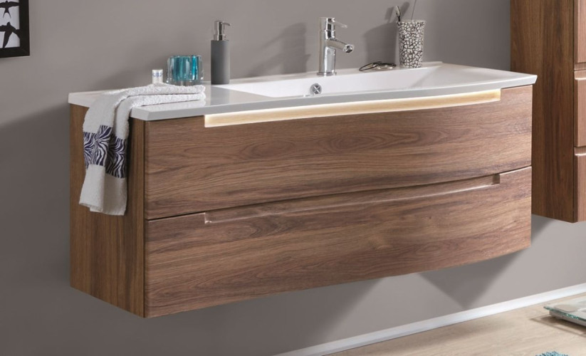 Puris Purefaction, тумба под раковину (2 ящика) 1200 мм левая, цвет белый высокоглянцевый