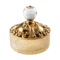 Баночка низкая H5 см. с крышкой, стекло/золото/Swarovski Migliore Cristalia