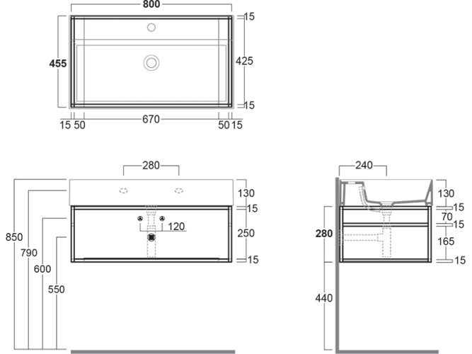 Консоль для раковины SIMAS AGILE AGSS81 nero