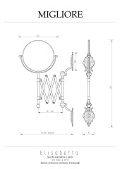 Зеркало оптическое пантограф, H51xP25-66 см. настенное, хром Migliore Elisabetta