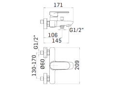 Смеситель для ванны с душевым гарнитуром MAMOLI SADLER 1602PG29602K