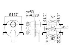 Смеситель для душа встраиваемый в комплекте с внутренней частью MAMOLI LOGOS 27200000L121