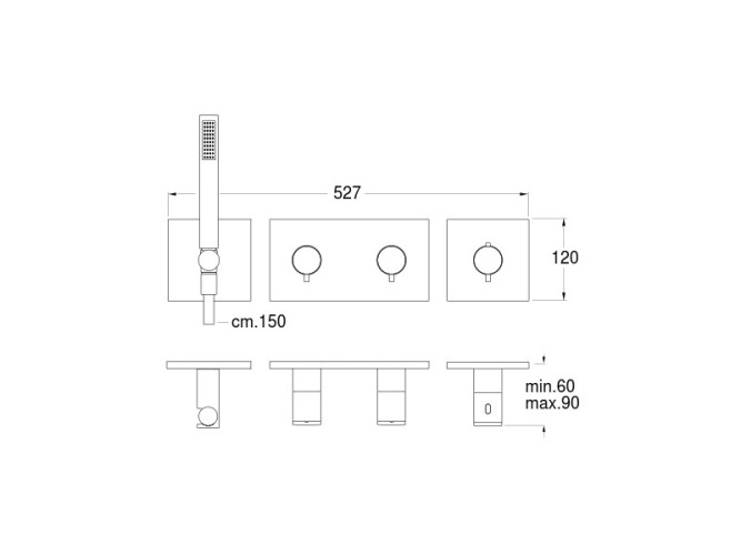 Наружный комплект для термостатического смесителя CRISTINA Thermostatic external parts XT76772
