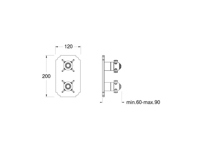 Внешняя часть термостатического смесителя CRISTINA Thermostatic external parts XC75377