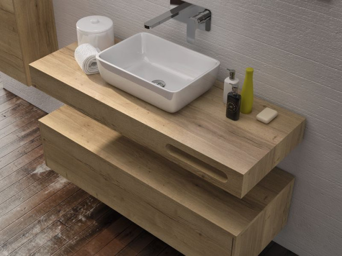 IBX RUT, столешница Cannes 120 см с вырезом под полотенцедержатель справа, цвет галифакс