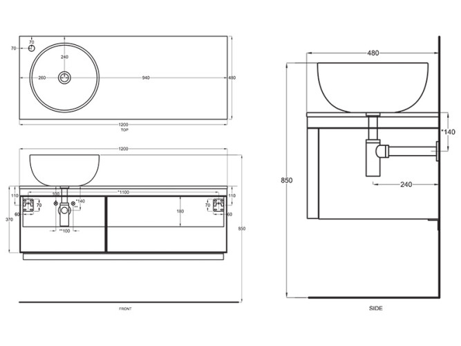 Столешница CIELO Multiplo MUPI120 CM