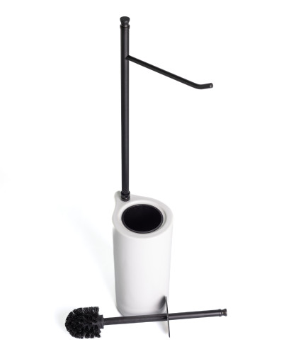 Stil Haus Hashi, стойка h62 см: бумагодержатель/белый керамический ёрш, цвет чёрный матовый