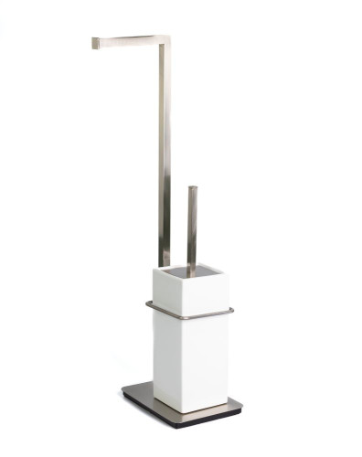 Stil Haus Urania, стойка: бумагодержатель + ерш керамический, цвет никель сатин - белая керамика