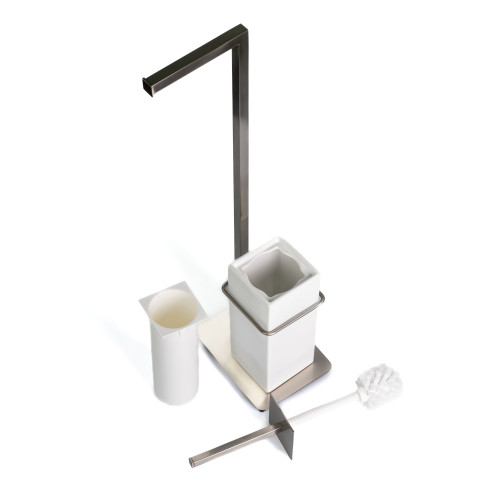 Stil Haus Urania, стойка: бумагодержатель + ерш керамический, цвет никель сатин - белая керамика