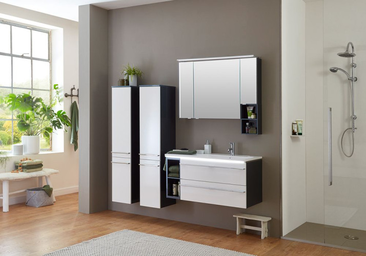 Комплект мебели Marlin 3250star, 1000 мм, левый (2 ящика, вырез под сифон справа), цвет белый шелковый глянец