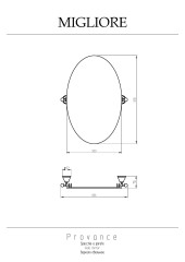 Зеркало овальное H80xL50 см, керамика с декором/бронза Migliore Provance