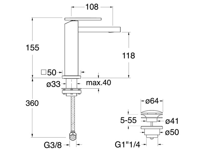 Смеситель для раковины CRISTINA TABULA TA22024