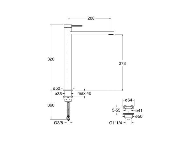 Смеситель для раковины CRISTINA UNI C UC22251