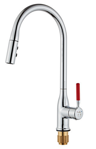 15018-K Смес. од. для кухни выс. с ВЫД. лейкой (руч.крас.) ViEiR (10/1шт)