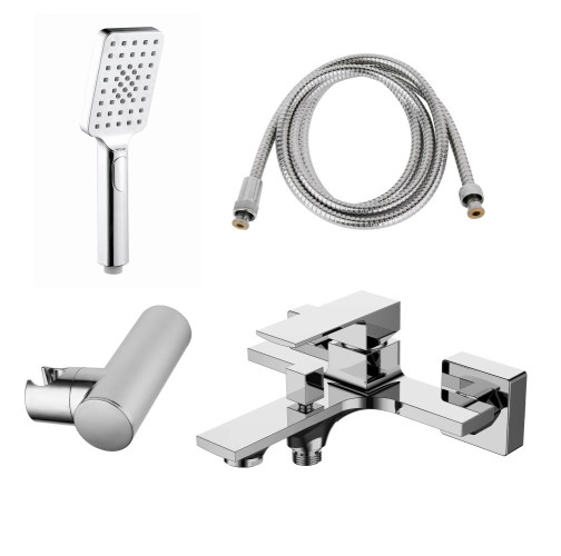 AQG Bold, однорычажный смеситель для ванны c набором для душа SETJ, цвет хром
