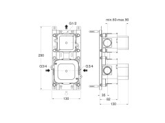 Встроенный набор для термостатического смесителя CRISTINA System CS70100