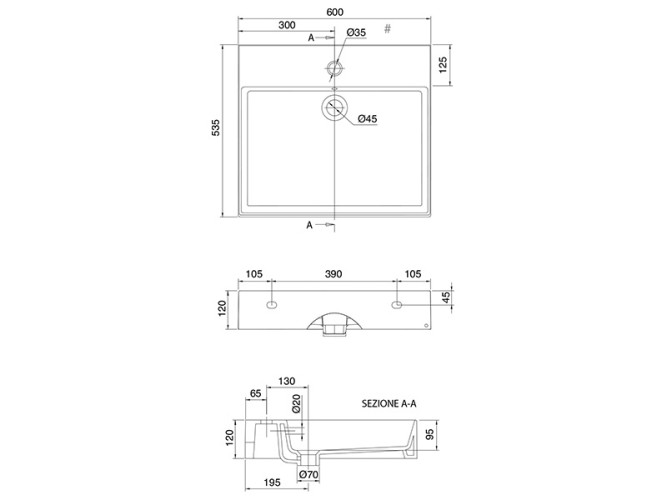 Раковина накладная/ подвесная Scarabeo TEOREMA 2.0 PLUS 5146/41