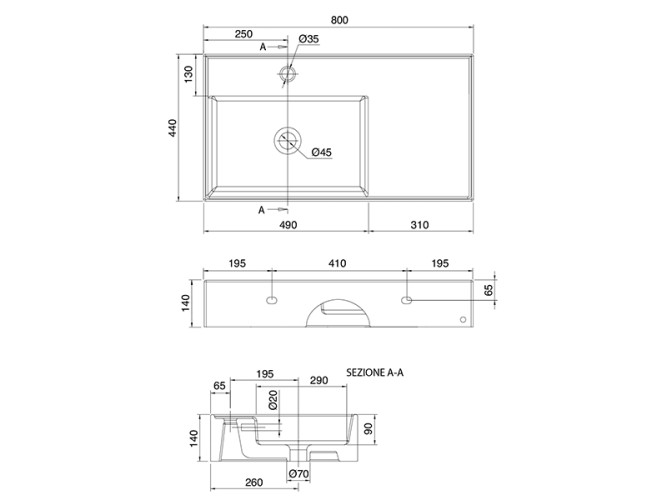 Раковина накладная/ подвесная Scarabeo TEOREMA 2.0 5115/41