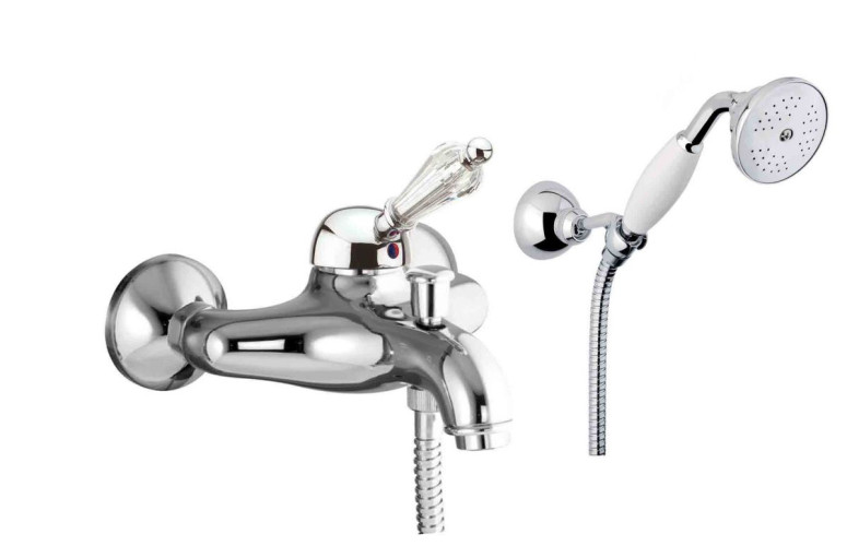 Fiore Imperiale Sky, однорычажный смеситель для ванны с набором для душа, цвет хром - Swarovski