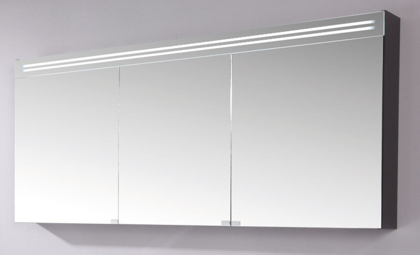 Puris Star Line, зеркальный шкаф (3 двери) с LED подсветкой 1600 mm, цвет белый глянец