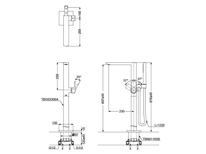 Смеситель для ванны TOTO GR TBG02306R
