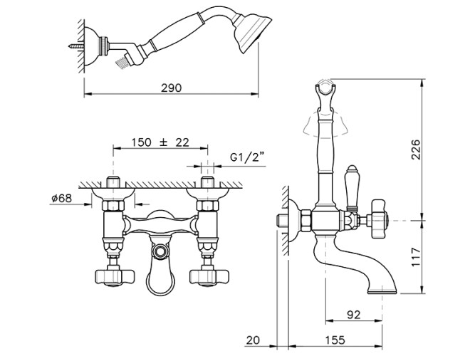 Смеситель для ванны NICOLAZZI P.M.BLANC 1402CR78