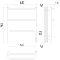 Полотенцесушитель с/т TERMINUS Электро Евромикс квадро П6 500х650 (quick touch) NEW