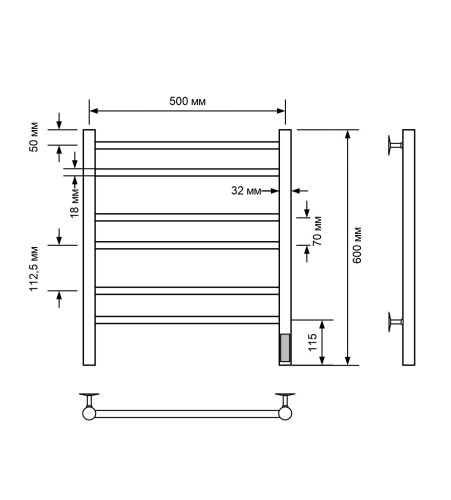 Полотенцесушитель электрический с/т Comfysan Luce EC-6 60/50, белый