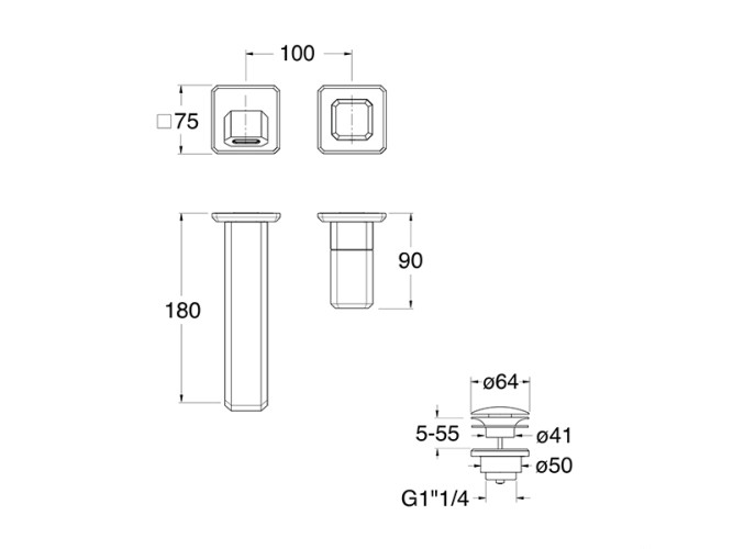 Наружные части настенного смесителя для раковины CRISTINA ITALY IT25746