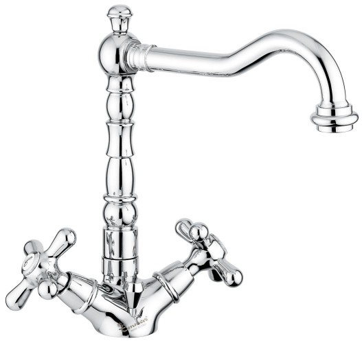 Emmevi Deco Old, смеситель с донным клапаном для раковины, цвет белый-золото