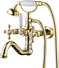 09035-E Смесител 2-ух руч. для ванны ЗОЛОТО GANZER (6/1шт)