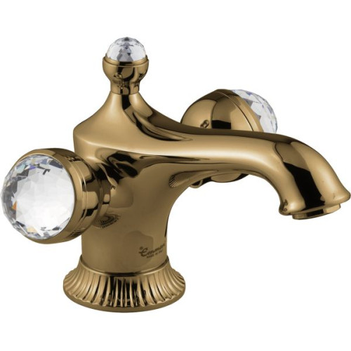 Emmevi The One Leda, смеситель для раковины. Металлические ручки + большие прозрачные кристаллы, цвет бронза