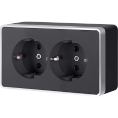 Розетка двойная с заземлением Gallant черный с серебром W5072134 W5072134