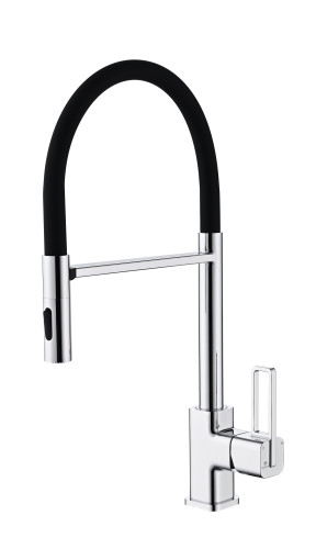 12127 Смеситель для кухни с гиб. МАГНИТ. изливом (ХРОМ+ЧЕР.) GANZER (10/1шт)