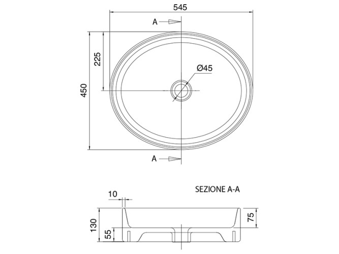 Раковина накладная Scarabeo THIN-LINE 8030