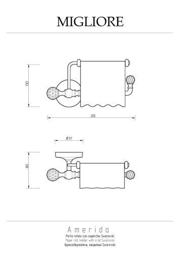 Бумагодержатель закрытый (с крышкой), бронза/Swarovski Migliore Amerida