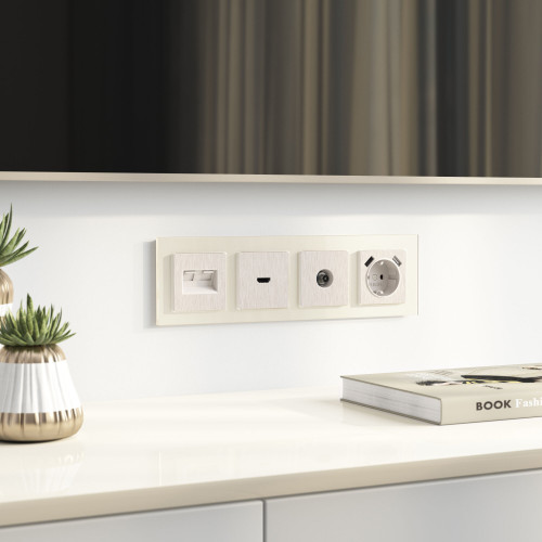 Накладка для двойной розетки Еthernet RJ-45 (перламутровый рифленый) W1191113