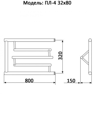 Полотенцесушитель Ника ECON ПЛ-4 32/80 с полкой
