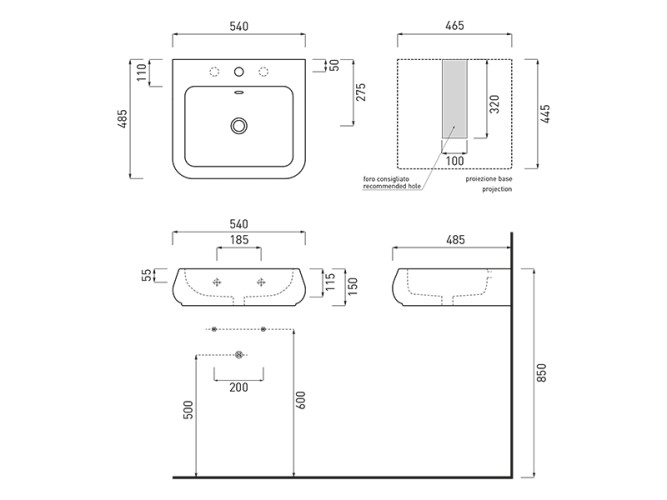 Раковина накладная/ подвесная CIELO SHUI SHLS54