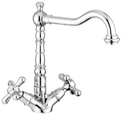 Emmevi Deco Old, смеситель с донным клапаном для раковины, цвет белый-хром