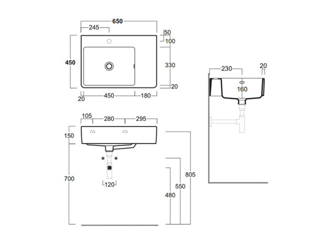Раковина подвесная SIMAS LAVABI QU65S