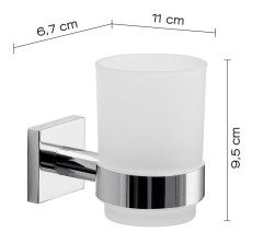 Gedy Fuji, настенный стеклянный стакан, цвет хром