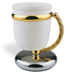 Stil Haus Giunone, настольный керамический стакан, цвет белый - золото