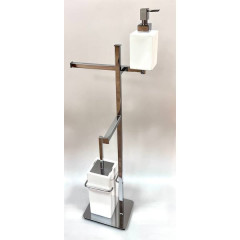 Stil Haus Urania, стойка: доз. + полотенцед. + бумагод. + ёрш кер., цвет ник. сатин - бел. керамика