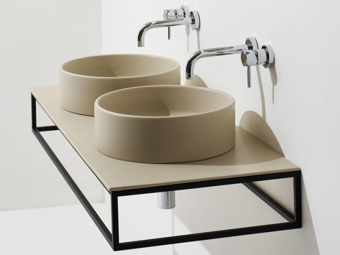 Керамическая столешница с двумя отверстиями для раковин SIMAS FORIU FO12DF bia