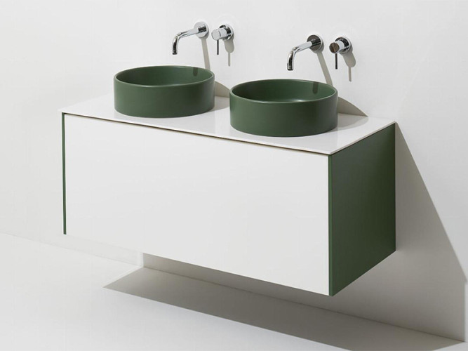 Керамическая столешница с двумя отверстиями для раковин SIMAS FORIU FO12DF bia